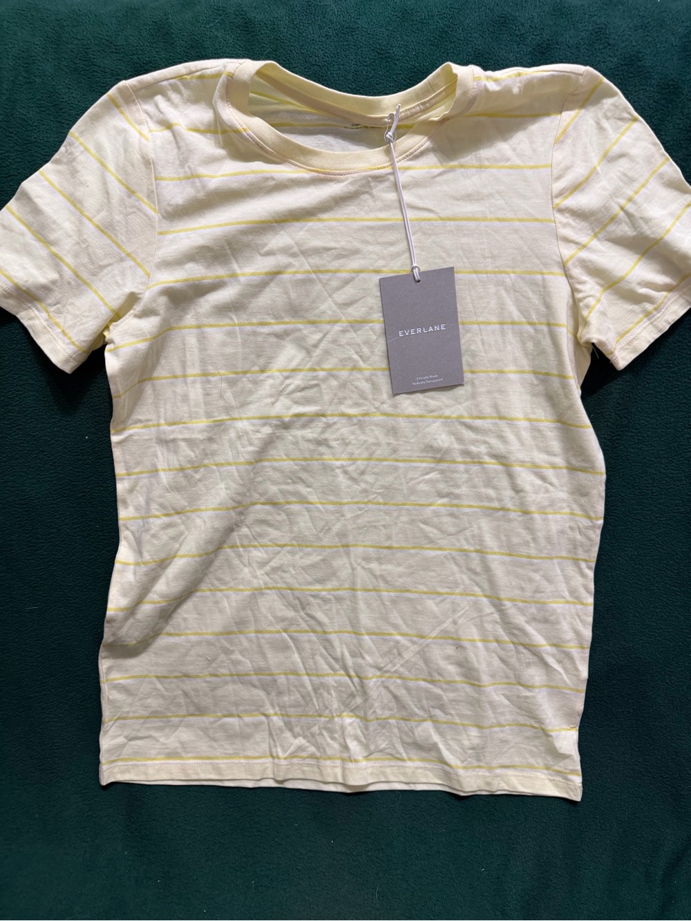 Everlane Yellow Stripe Crew Tee